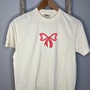 pink bow embroidered tee